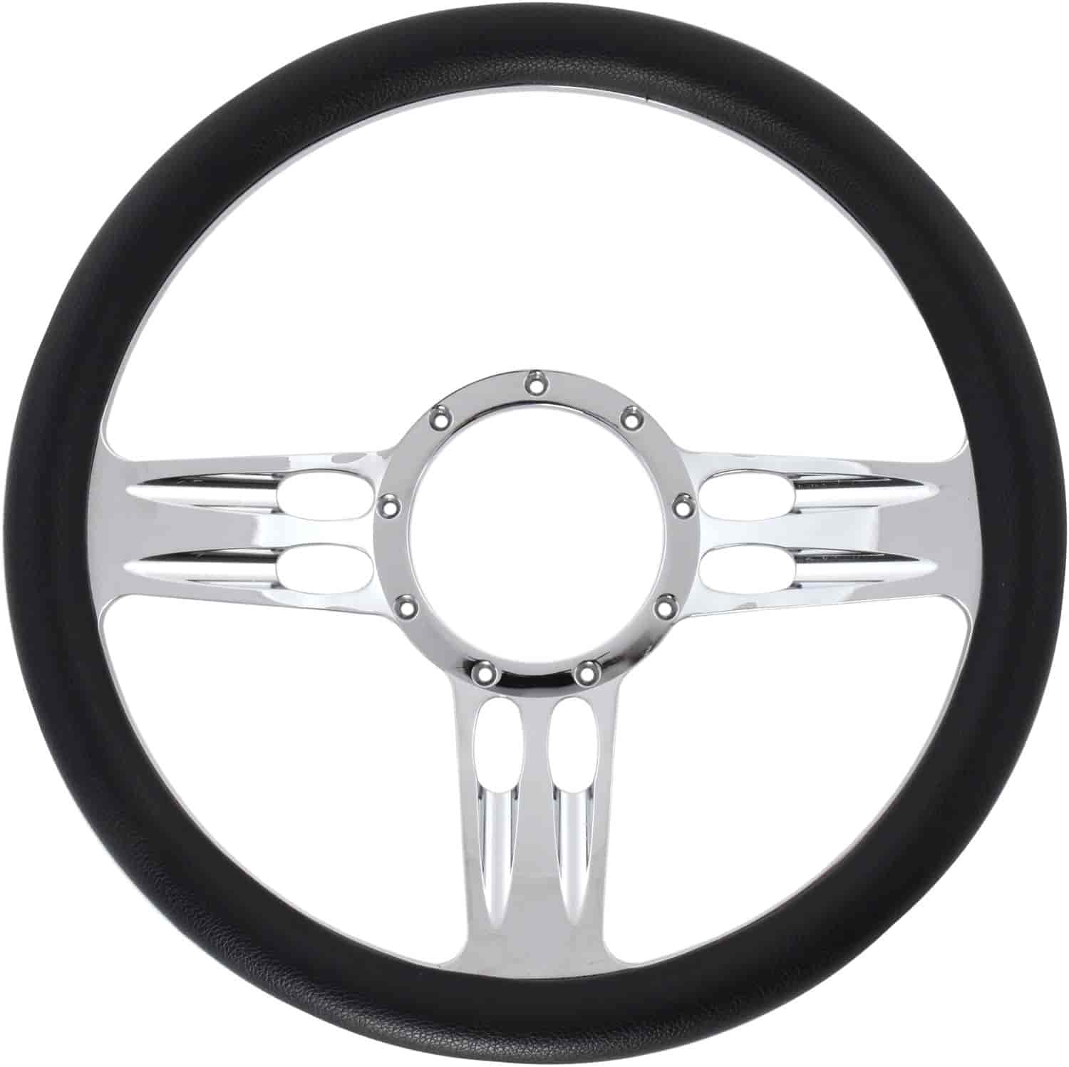 Chrome-Plated Billet Aluminum 14 in. Steering Wheel [3-Slot Spoke Design]