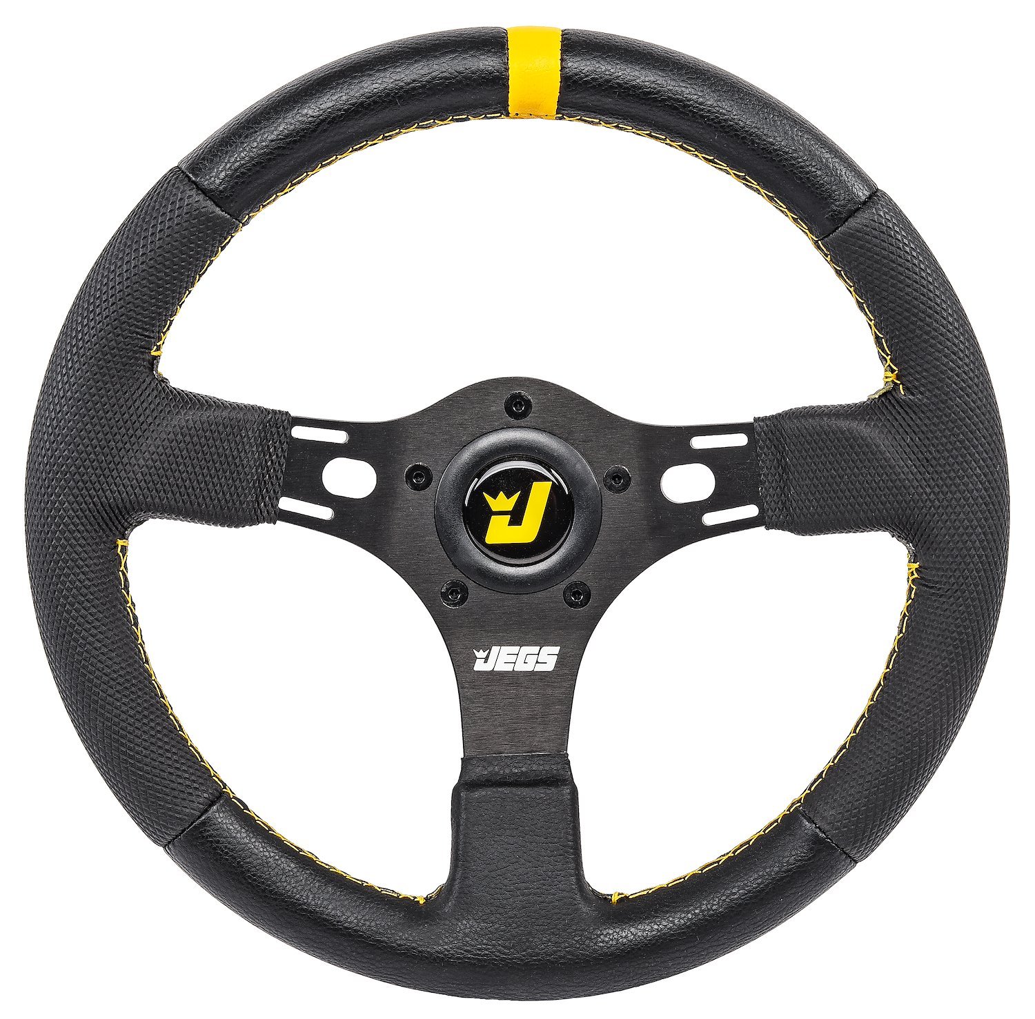 Premium Drag Race Steering Wheel, Black 3-Spoke with Black Wrap [13 in. Dia.]