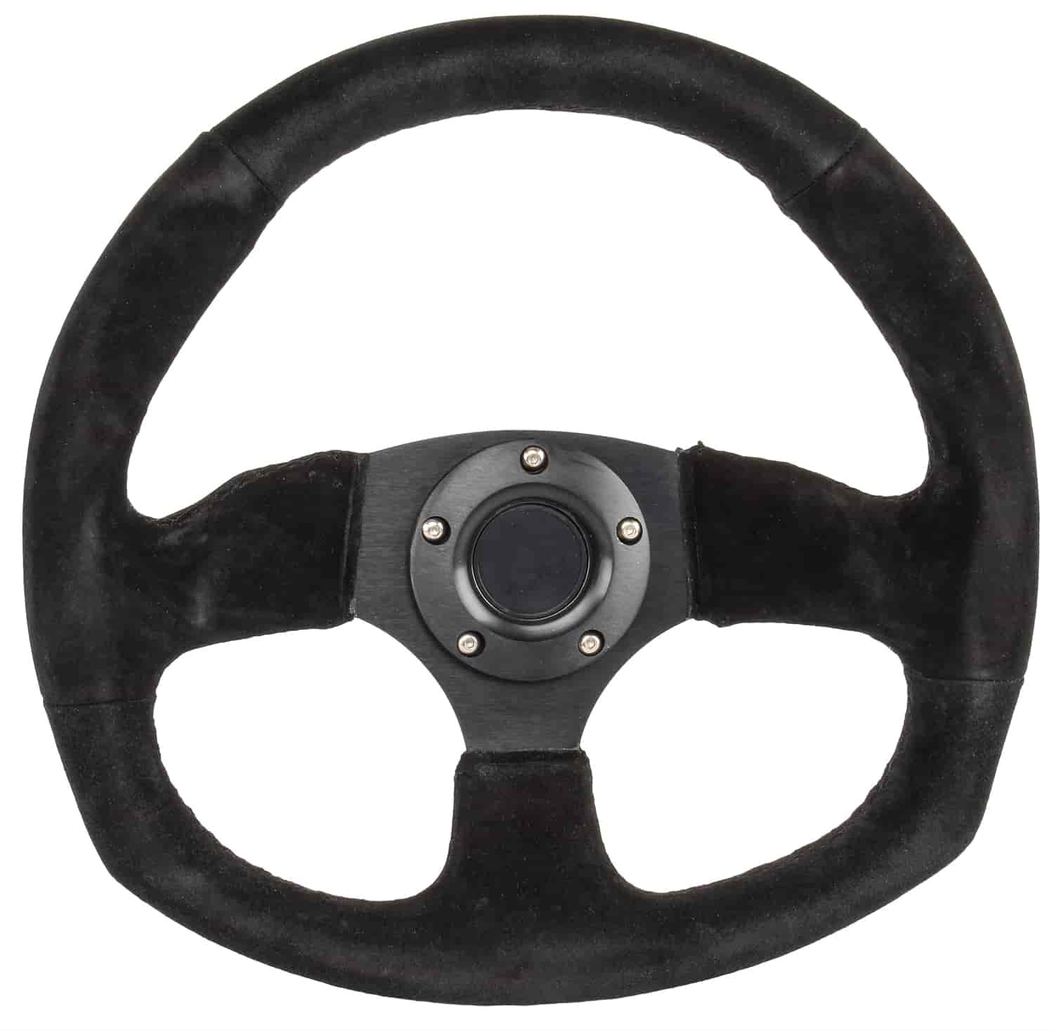 Aluminum Racing Steering Wheel, 13-1/2 in. Diameter, 2 in. Dish [Black Suede Full Wrap Grip]