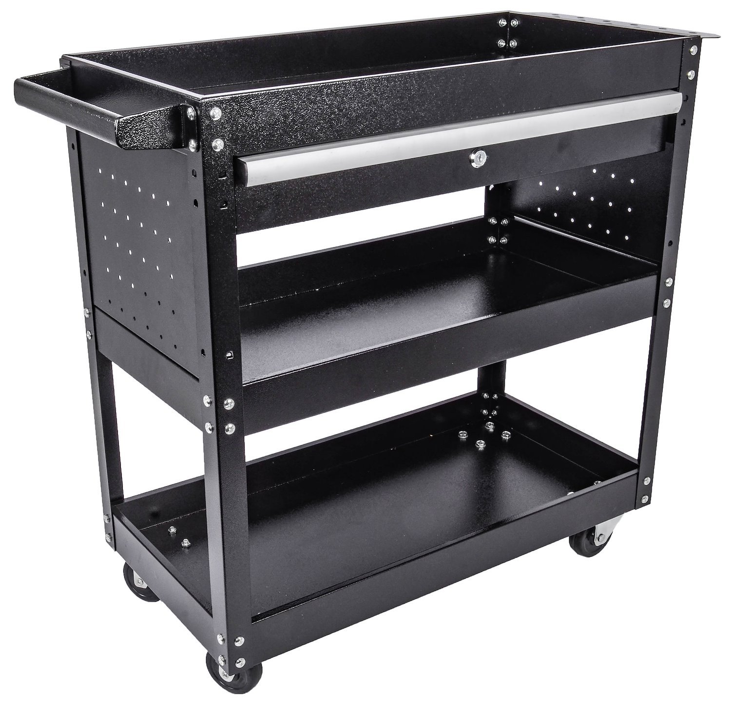 3-Shelf Shop Cart [200 lb. Capacity, Black]