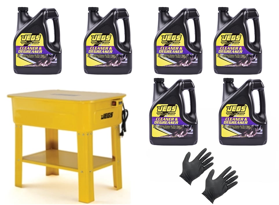 Parts Washer Kit with 6 One Gallon Bottles of Cleaner/Degreaser & Large Gloves [20-Gallon Tank]
