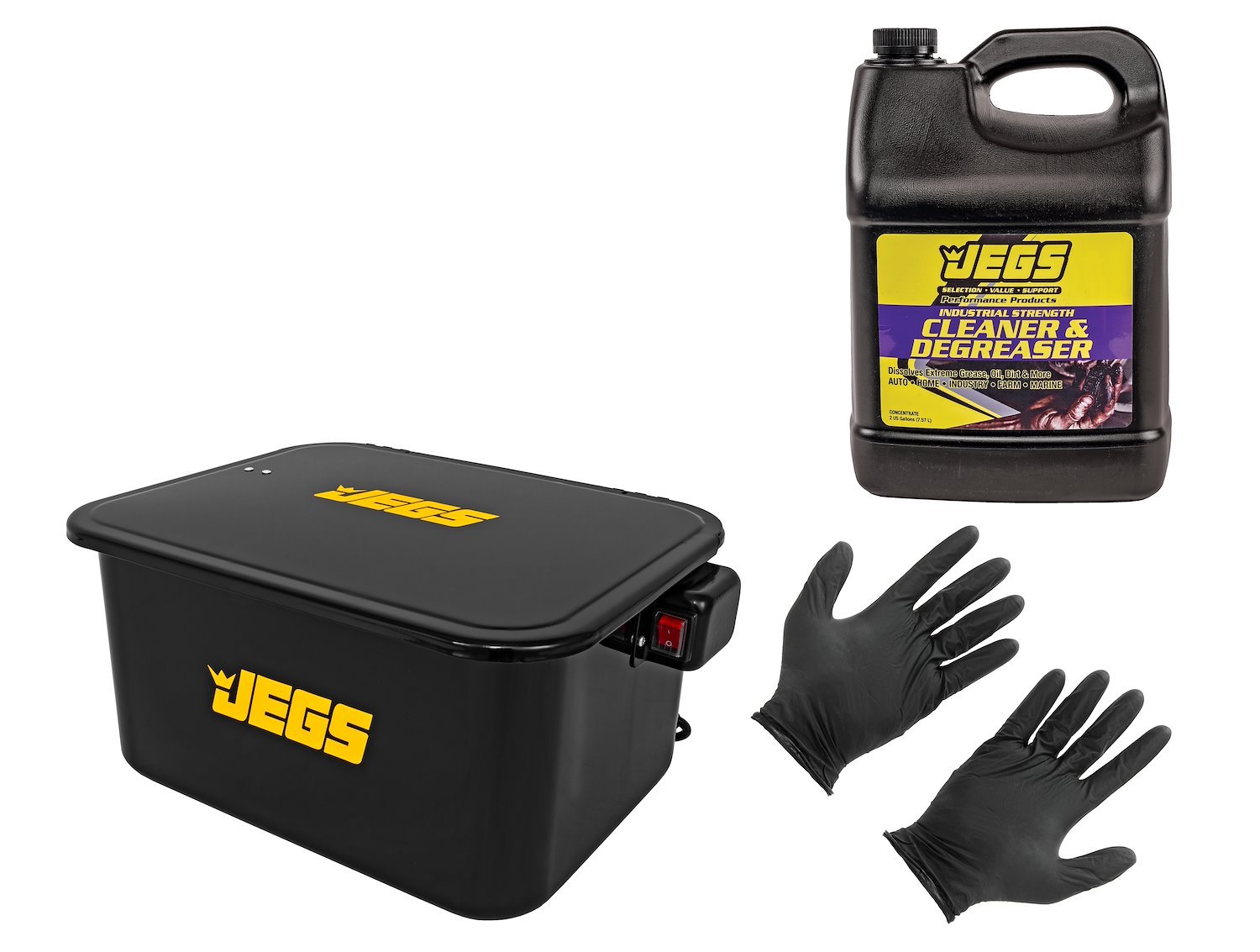 Portable Parts Washer Kit with 1 Two Gallon Bottle of Cleaner/Degreaser & Large Gloves [5-Gallon Tank]
