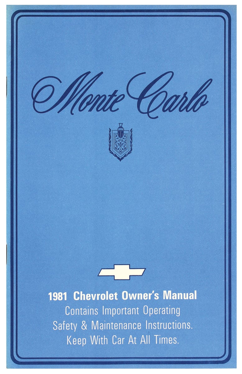 Owner's Manual for 1981 Chevrolet Monte Carlo [Original Reprint]