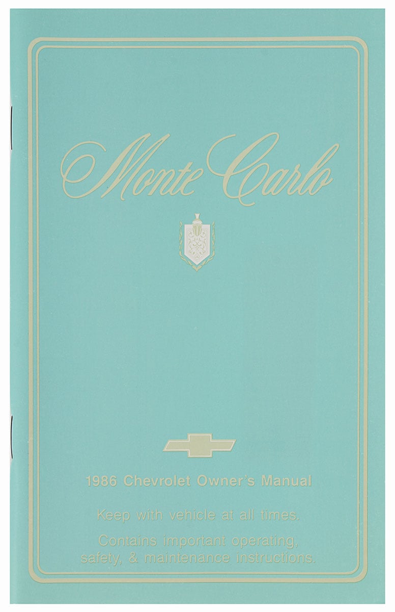 Owner's Manual for 1986 Chevrolet Monte Carlo [Original Reprint]