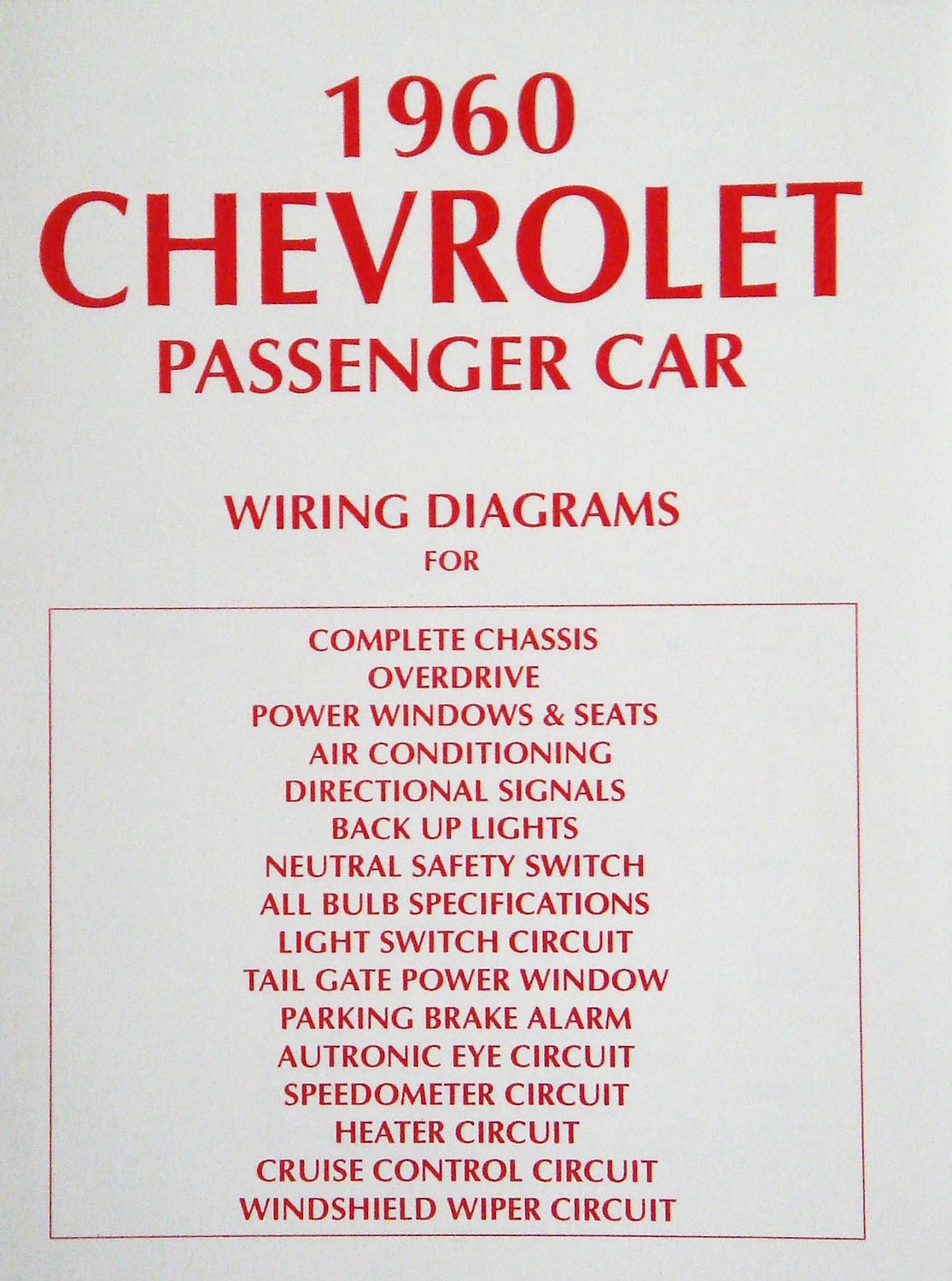 Wiring Diagram Manual for Select 1960 GM Passenger