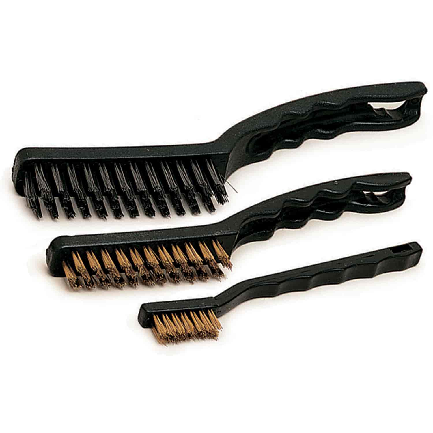 3-Piece Wire Brush Set [Stainless Steel, Brass Bristles with Plastic Handle]