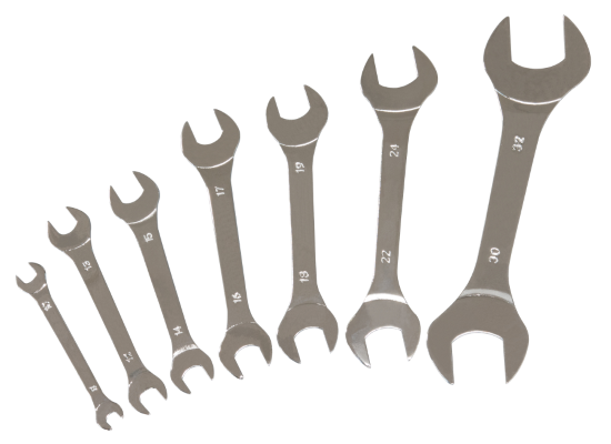 Thin Double-End Wrench Set [7-Piece, Metric]