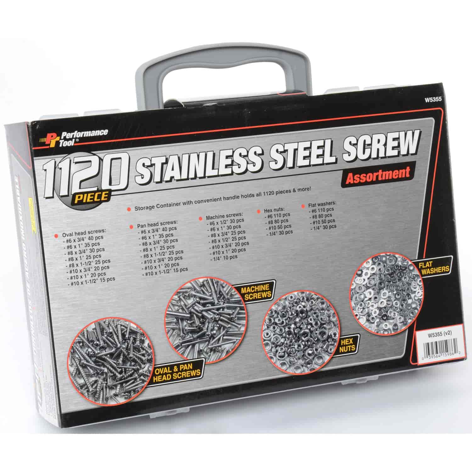 Stainless Steel Screw, Hex Nut and Flat Washer Assortment 1120 Pieces