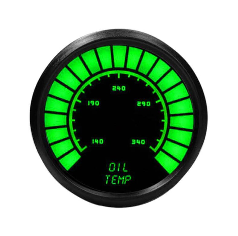 Universal LED Analog Bargraph Oil Temperature Gauge [Green]