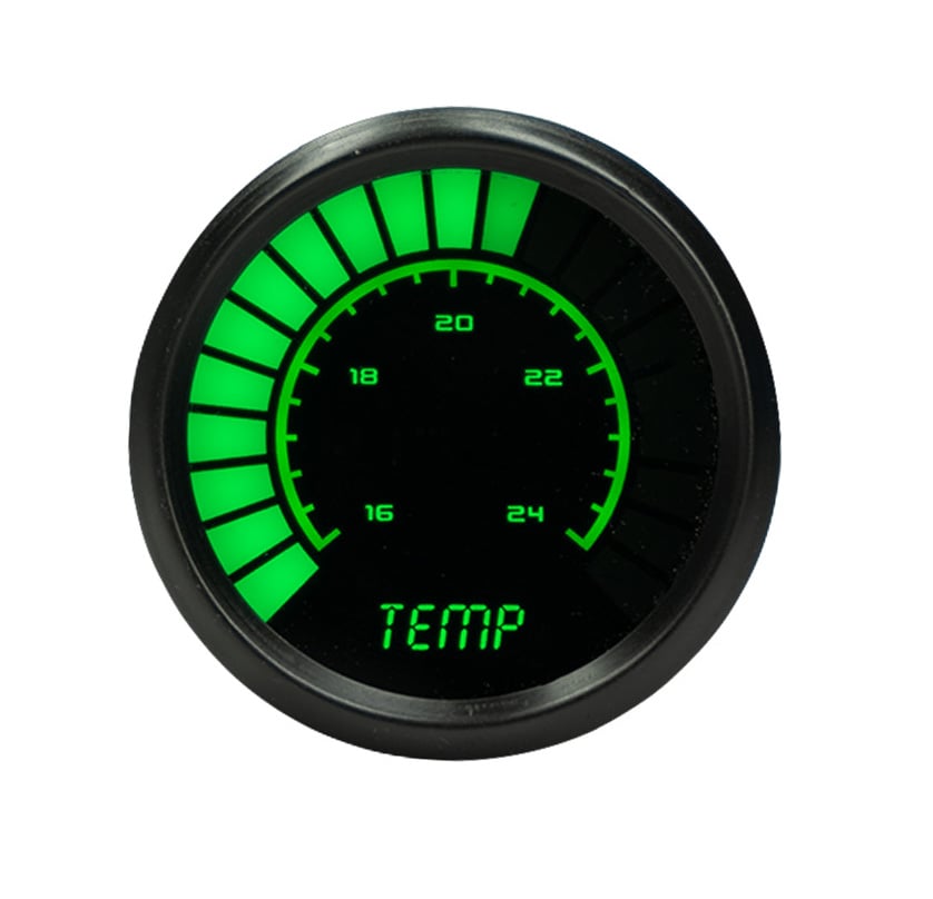 LED Analog Bar graph Water Temperature Gauge with Black Bezel [Green]
