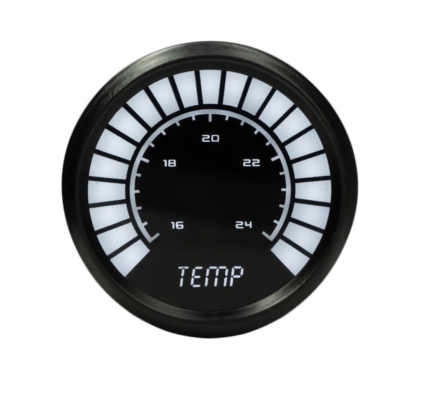 LED Analog Bar graph Water Temperature Gauge with Black Bezel [White]