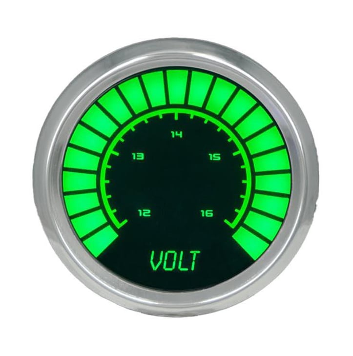 LED Analog Bar graph Voltmeter Gauge  [Green, 2 1/16, Chrome]