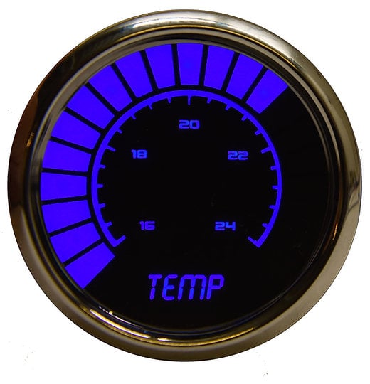 LED Analog Bar graph Water Temperature Gauge with Chrome Bezel [Blue]