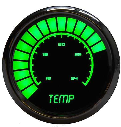 LED Analog Bar graph Water Temperature Gauge with Chrome Bezel [Green]