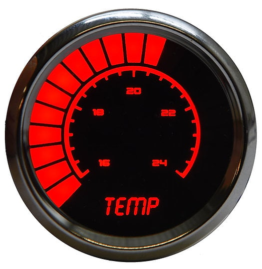 LED Analog Bar graph Water Temperature Gauge with Chrome Bezel [Red]