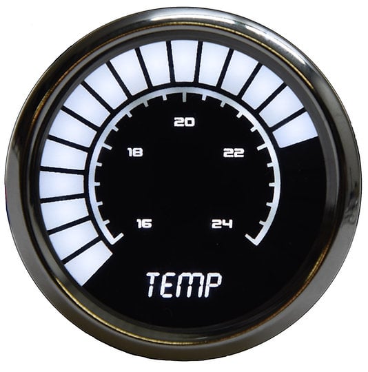 LED Analog Bar graph Water Temperature Gauge with Chrome Bezel [White]