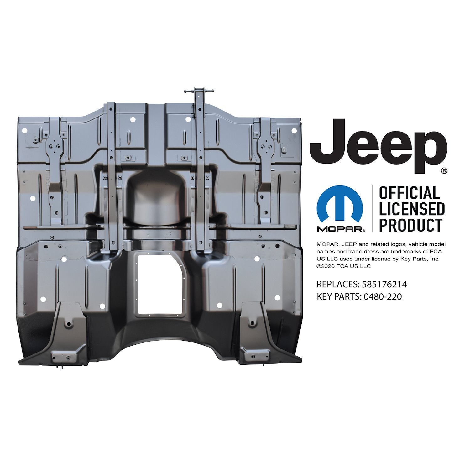 Key Parts 0480-220: Full Floor Pan Assembly | 1987-1995 Jeep Wrangler YJ |  55176214 | Black Electro-Deposit Primer (EDP) Coated - JEGS