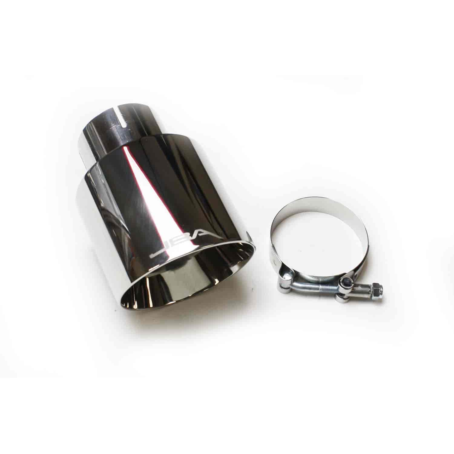 JBA Performance Exhaust 12-8257 2.5? x 4? x 5 3/4"? Double Wall Polished S/S Chrome Tip - Clamp on