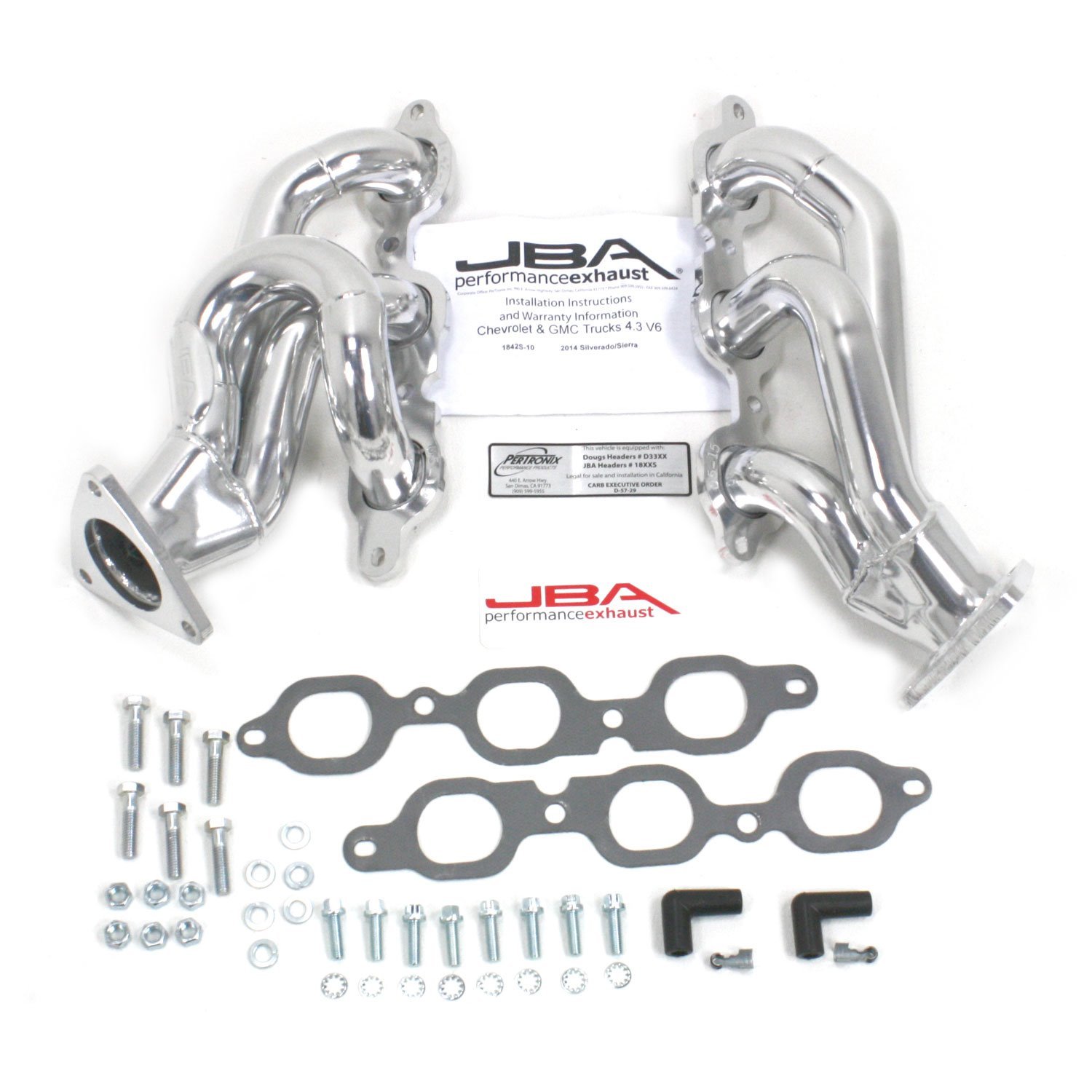 Performance Exhaust 1842S-10JS Header Shorty Stainless Steel 2014-2016 GM Truck 4.3L V6 Silver Ceramic