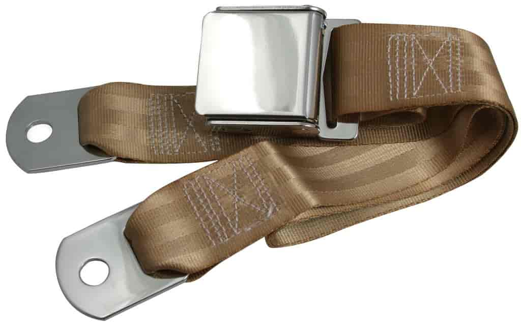 Tan Push Button Lap Belt 60" No Hardware RetroBelt Classic Seatbelt Safety
