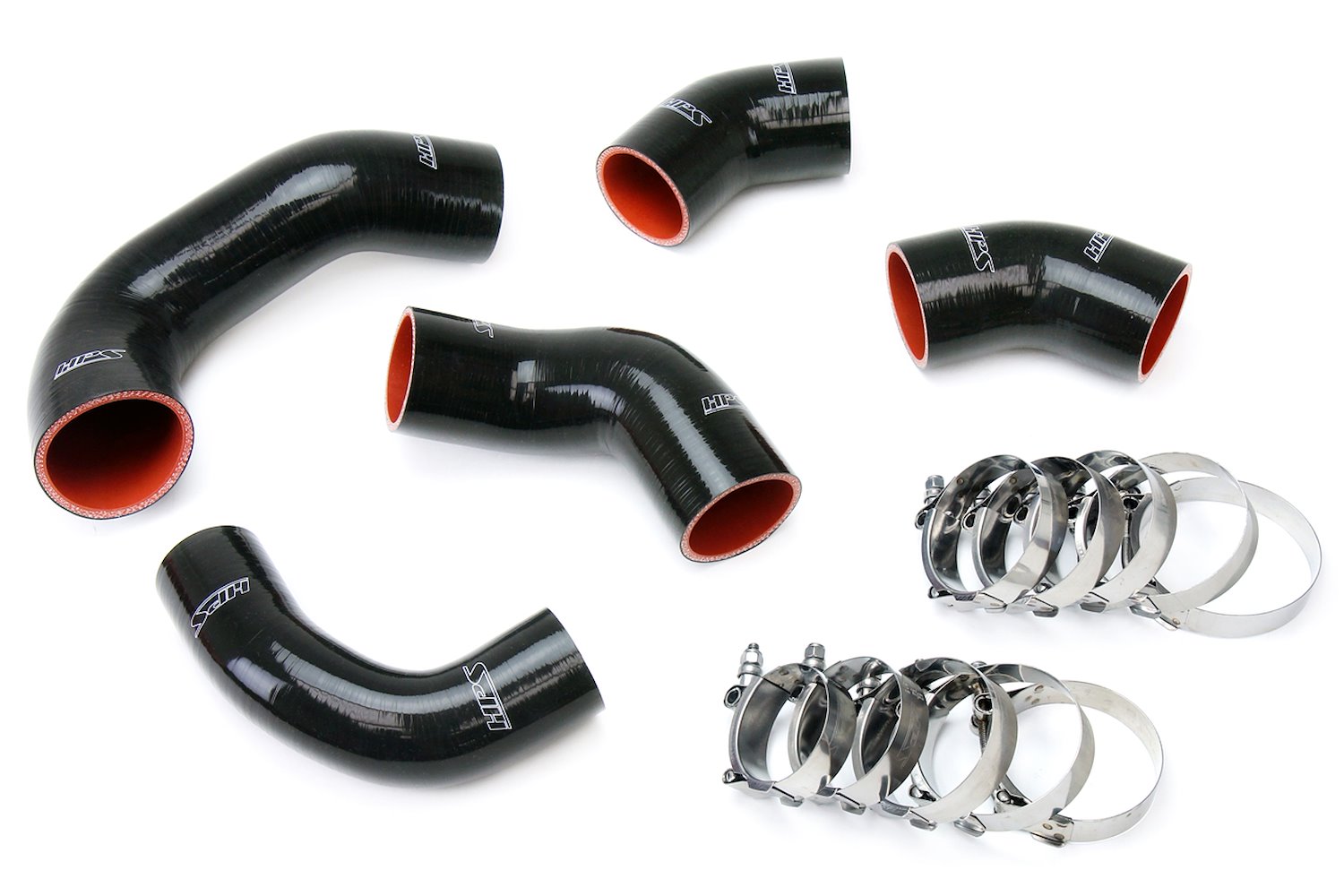 57-1227-BLK Intercooler Hose Kit, High-Temp 4-Ply Reinforced Silicone, Replace OEM Rubber Intercooler Turbo Boots