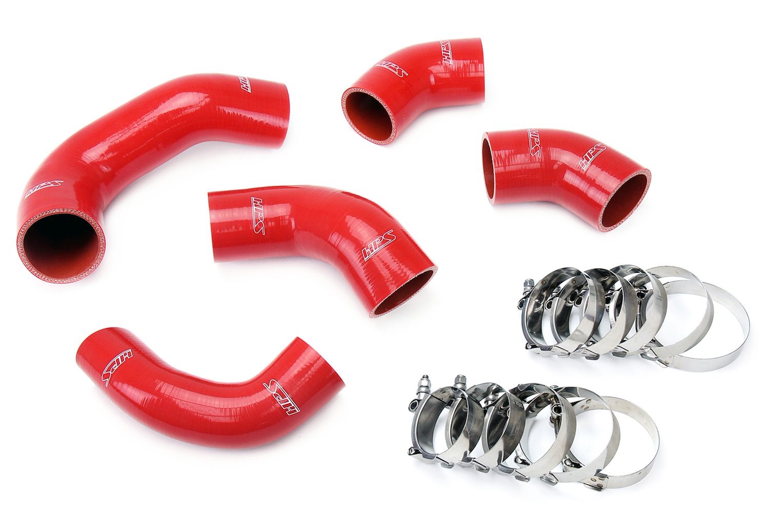 57-1227-RED Intercooler Hose Kit, High-Temp 4-Ply Reinforced Silicone, Replace OEM Rubber Intercooler Turbo Boots