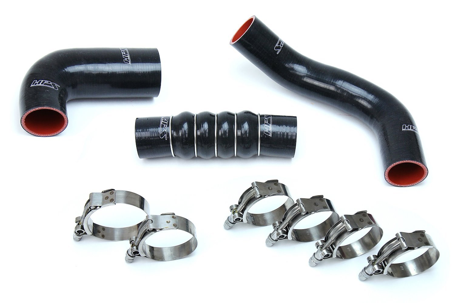 57-1599-BLK Intercooler Hose Kit, High-Temp 4-Ply Reinforced Silicone, Replace OEM Rubber Intercooler Turbo Boots