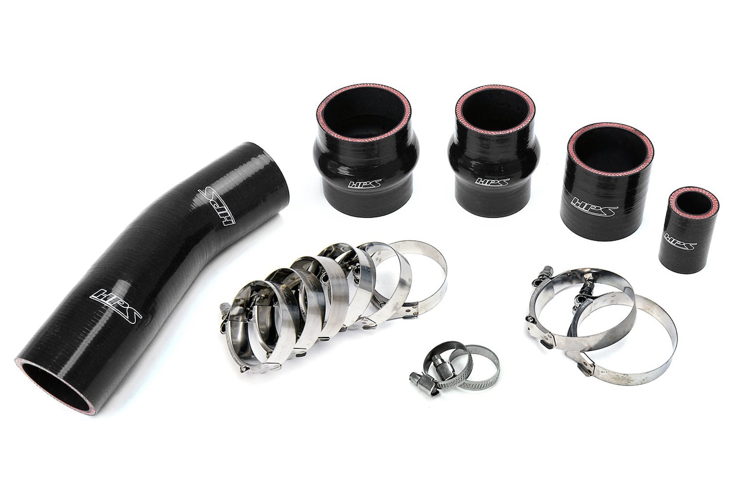 57-1711-BLK Intercooler Hose Kit, High-Temp 4-Ply Reinforced Silicone, Replace OEM Rubber Intercooler Turbo Boots