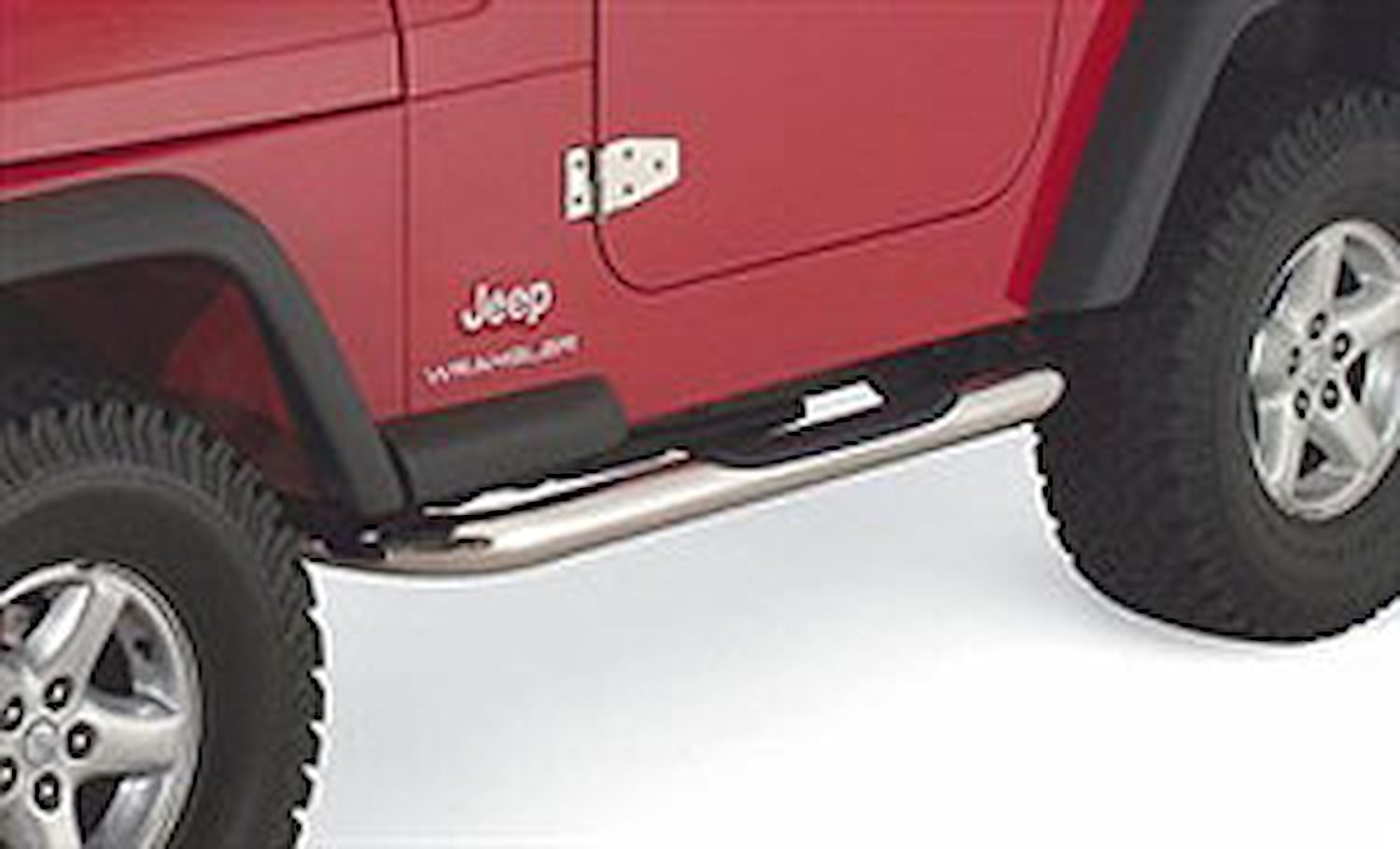 BODY SIDE GUARDS WITH STEP 87-06 JEEP WRANGLER POLISHED STAINLESS STEEL