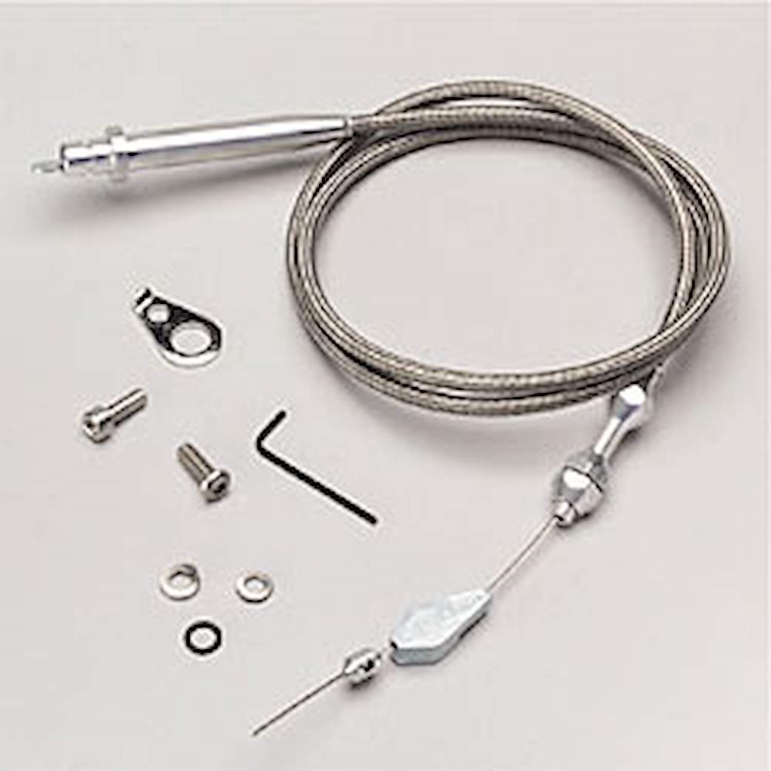 GM TH350 Tuned Port Stainless Steel Kickdown Cable Kit Brushed Finish Aluminum Fittings and Ferrule