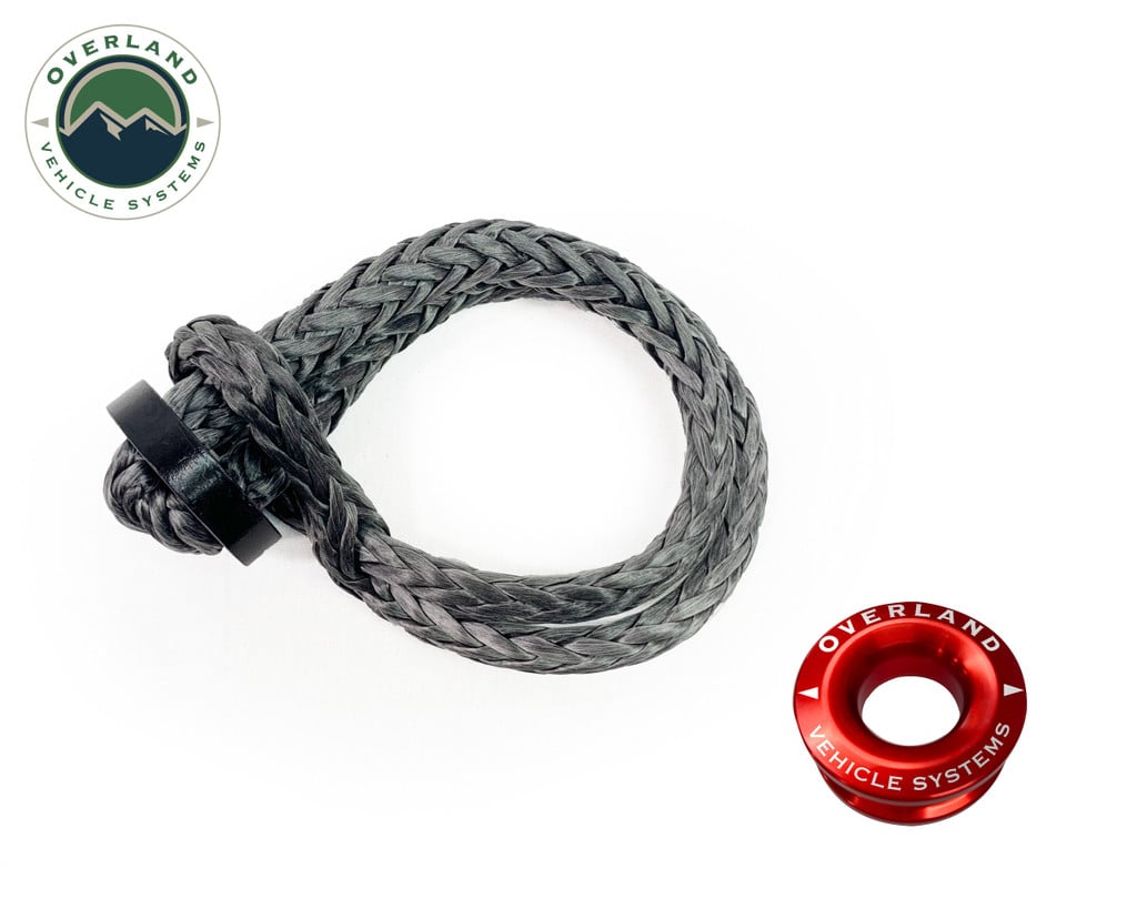Combo Pack Soft Shackle 7/16" 41,000 lb. With Collar and Recovery Ring 2.5" 10,000 lb. Red
