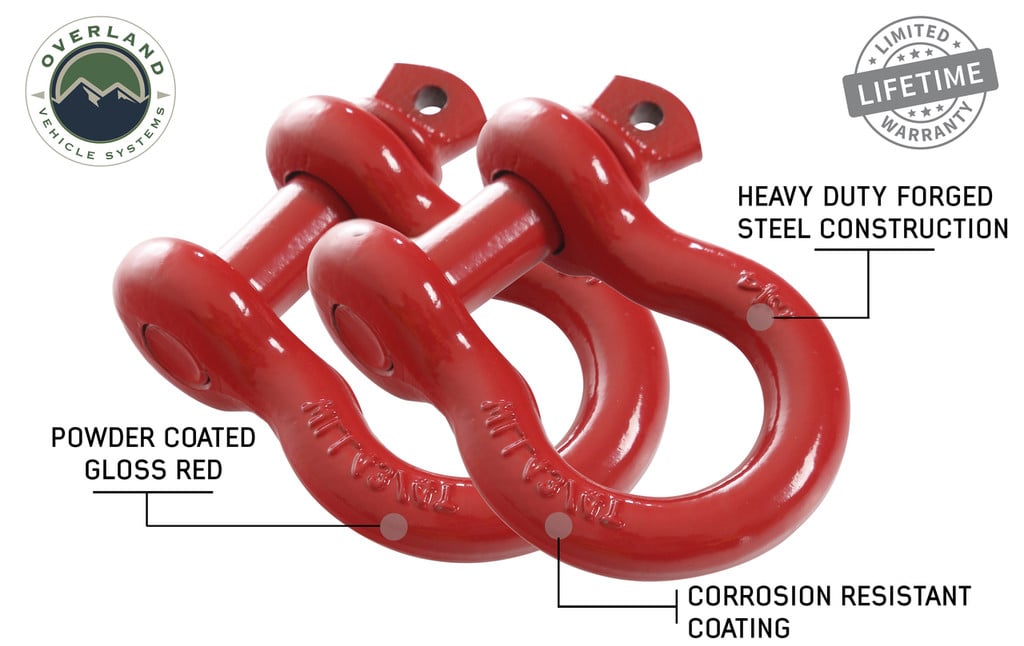 Recovery Shackle 3/4" 4.75 Ton Red - Sold In Pairs