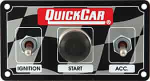 Single Dirt Car Ignition Control Panel Includes Start Button, Ignition Switch & Accessory Switch Height: 2-1/2" Width: 4-5/8"