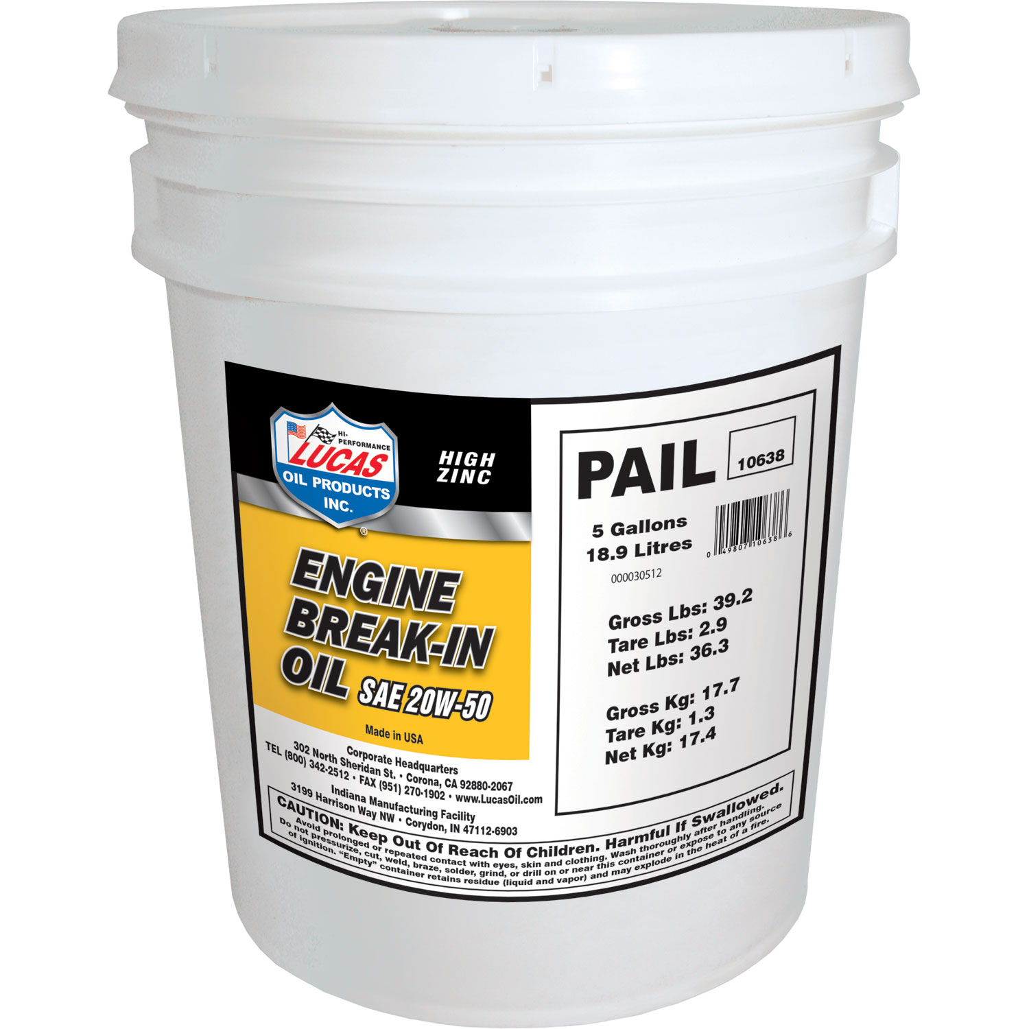 SAE30 Break-In Oil 5 gallon pail