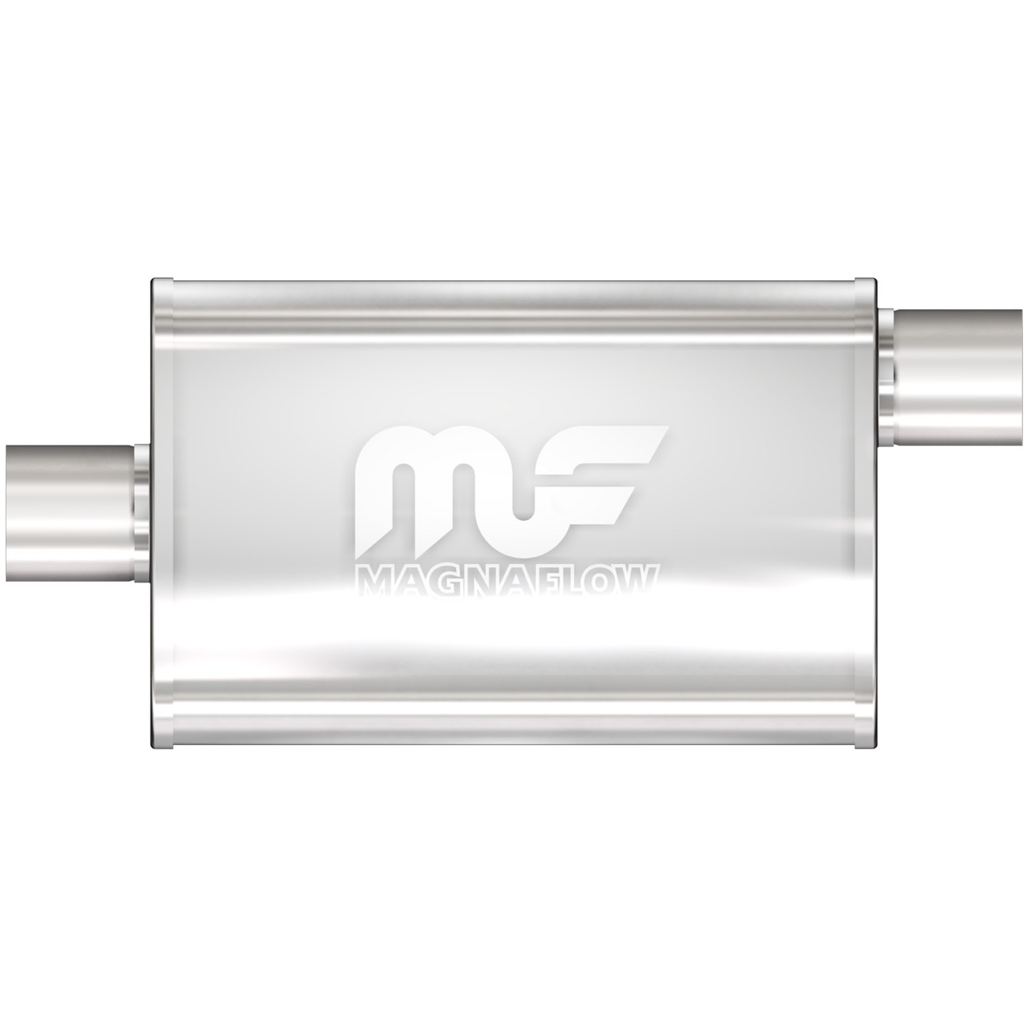 3.5" x 7" Oval Muffler Offset In/Center Out: 2" Body Length: 14" Overall Length: 20" Core Size: 2" Satin Finish