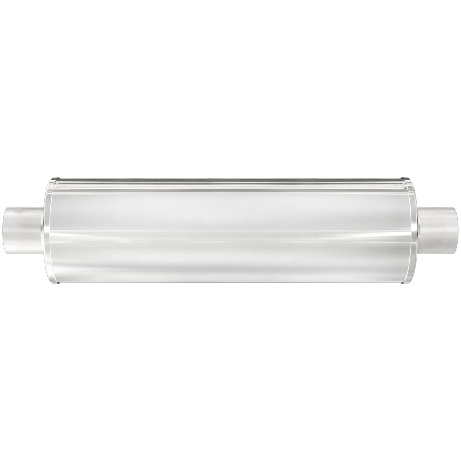 7" Round XL 3-Chamber Muffler Center In/Center Out: 3"/3" Body Length: 34" Overall Length: 40" Satin Finish