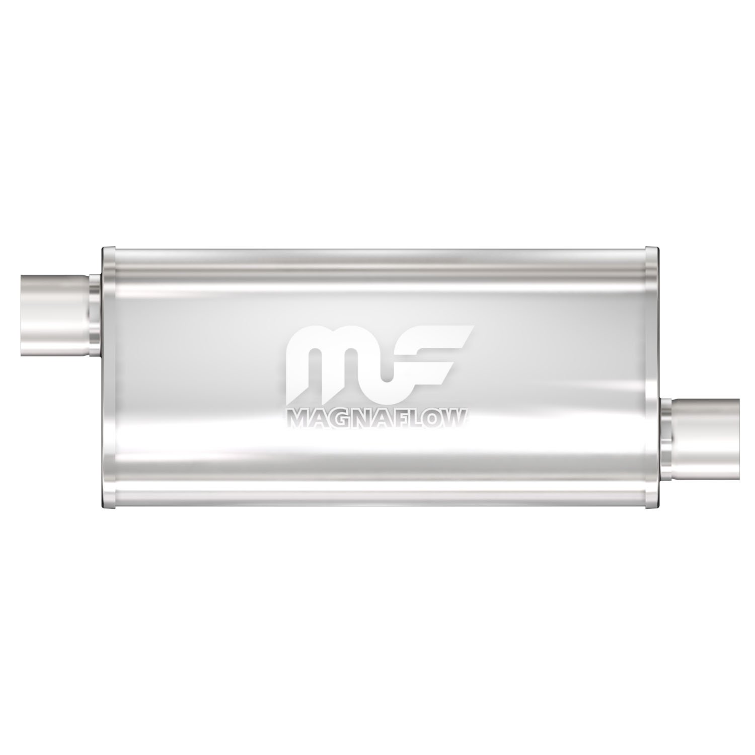 5" x 8" Oval Muffler Offset In/Offset Out: 2.25" Body Length: 14" Overall Length: 20" Core Size: 2.5" Polished Finish