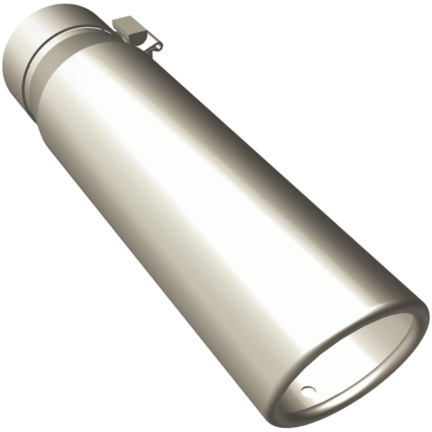 Polished Stainless Steel Clamp-On Single Exhaust Tip Inlet Inside Diameter: 2.5"