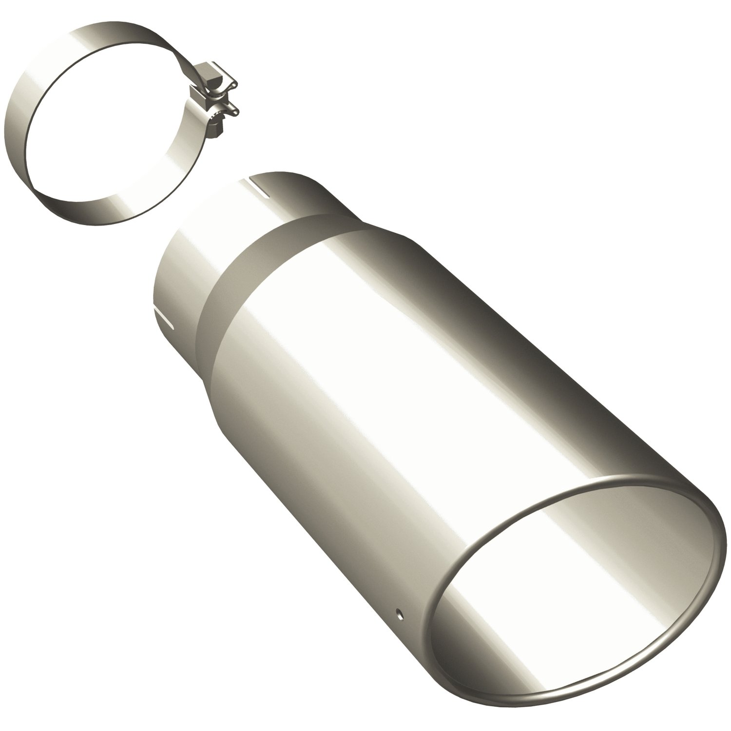 Polished Stainless Steel Clamp-On Single Exhaust Tip Inlet Inside Diameter: 5"