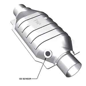 Oval Catalytic Converter 2.5" Inlet/Outlet Diameter 16" Overall Length 12" Body Length 7" Wide