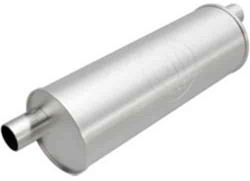 6" Round Body Universal Muffler Offset In/Offset Out: 2"/2" Body Length: 22" Overall Length: 32"