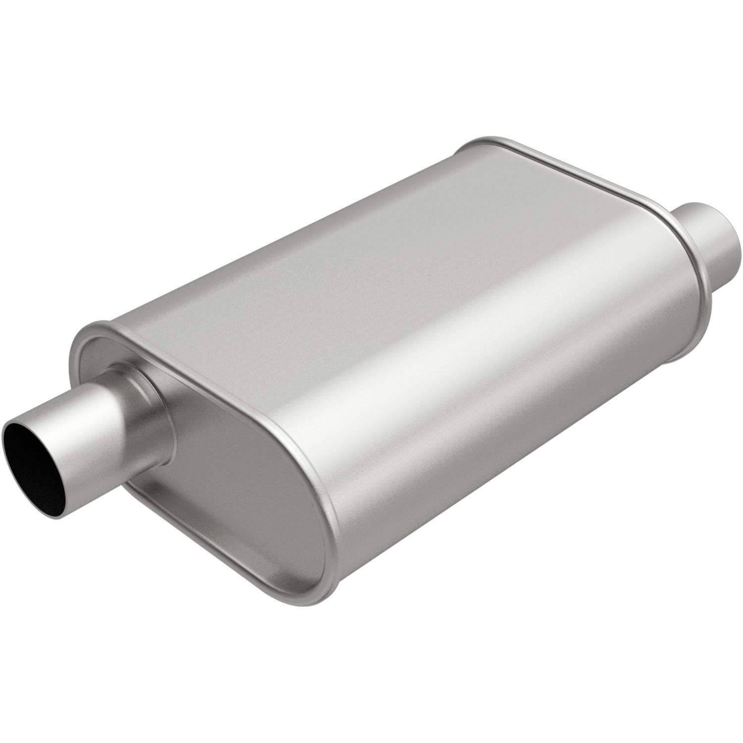 Rumble Chamber Muffler Offset In/Offset Out: 2"/2" Body Length: 7.75" Overall Length: 11"