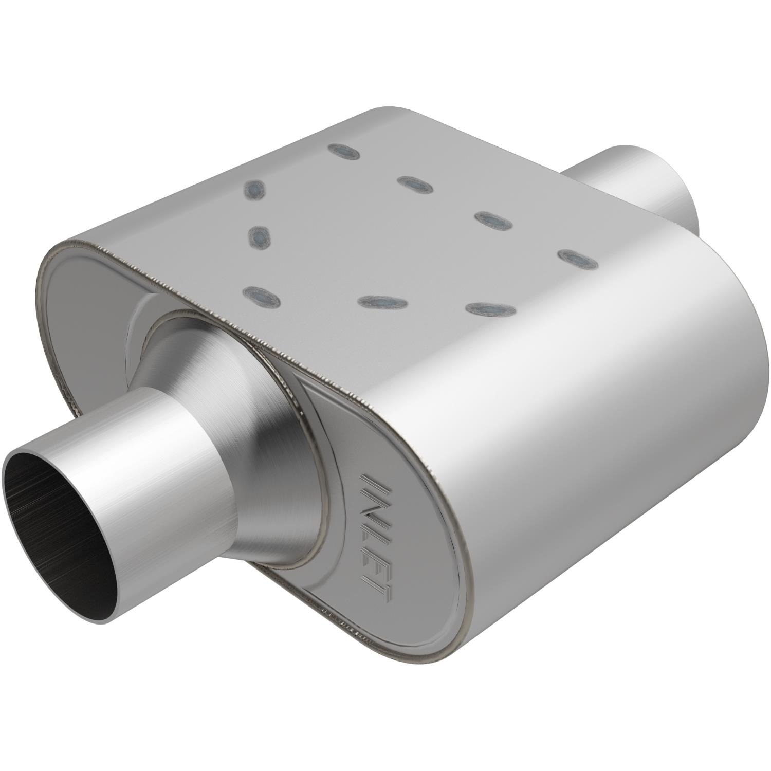 Rumble Chamber Muffler Center In/Center Out, Inlet/Outlet: 2.500 in., Overall Length: 9.500 in.