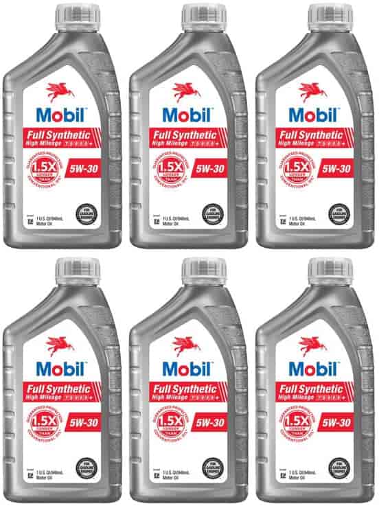 Mobil Full-Synthetic High-Mileage Engine Oil 5W30 6-Quarts (1