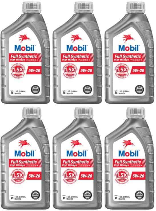 Mobil Full-Synthetic High-Mileage Engine Oil 5W20 6-Quarts (1