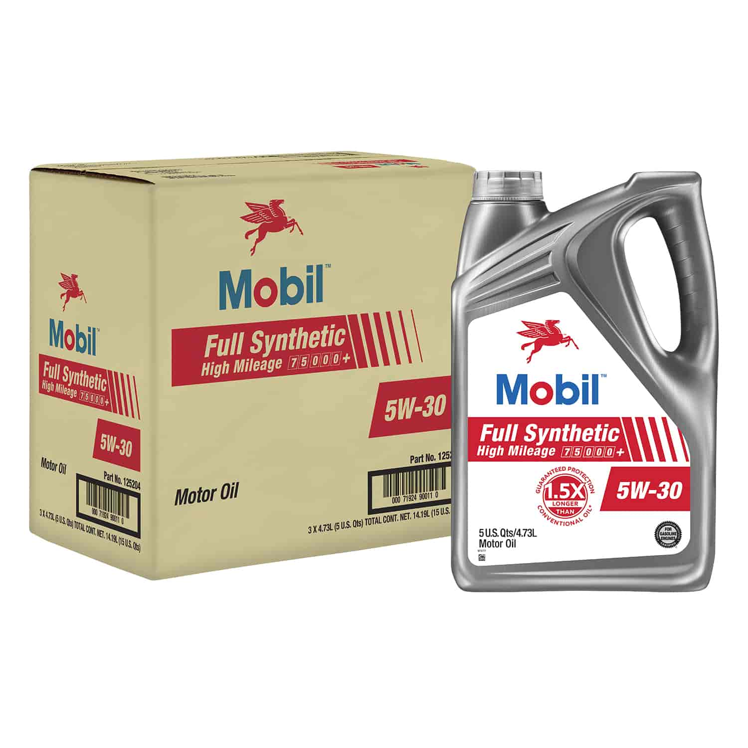Mobil Full-Synthetic High-Mileage Engine Oil 5W30 5-Quart Jug