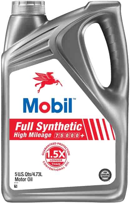 Mobil Full-Synthetic High-Mileage Engine Oil 0W20 5-Quart Jug