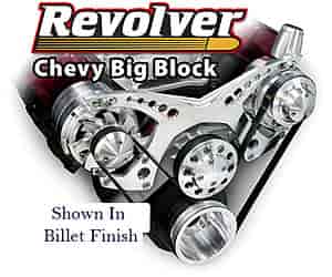Revolver Style Serpentine Drive Kit Big Block Chevy with Chrome Saginaw Power Steering