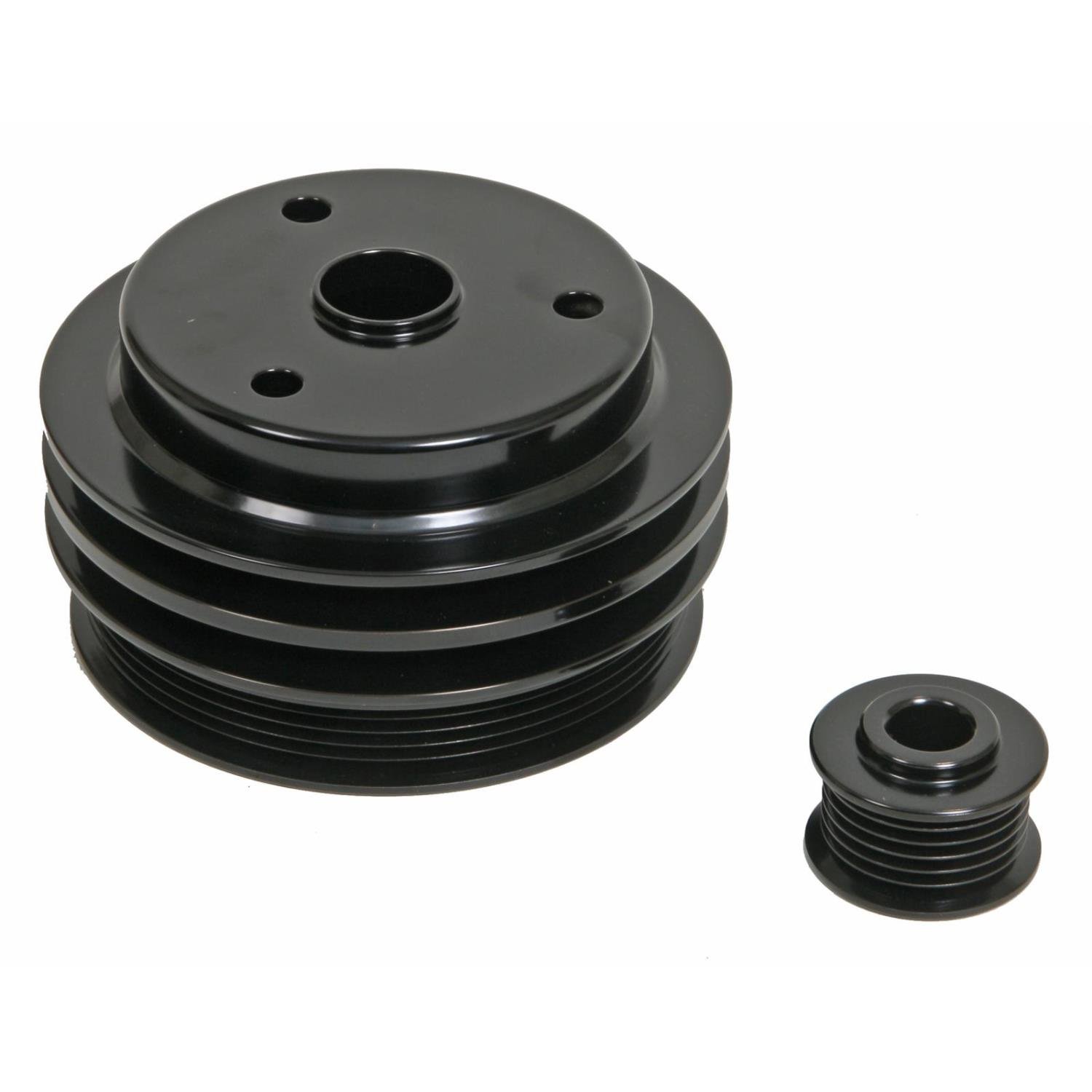 CHEVY 85-87 F-BODY/TRK PWR/AMP 2PC PULLEY BLK KIT