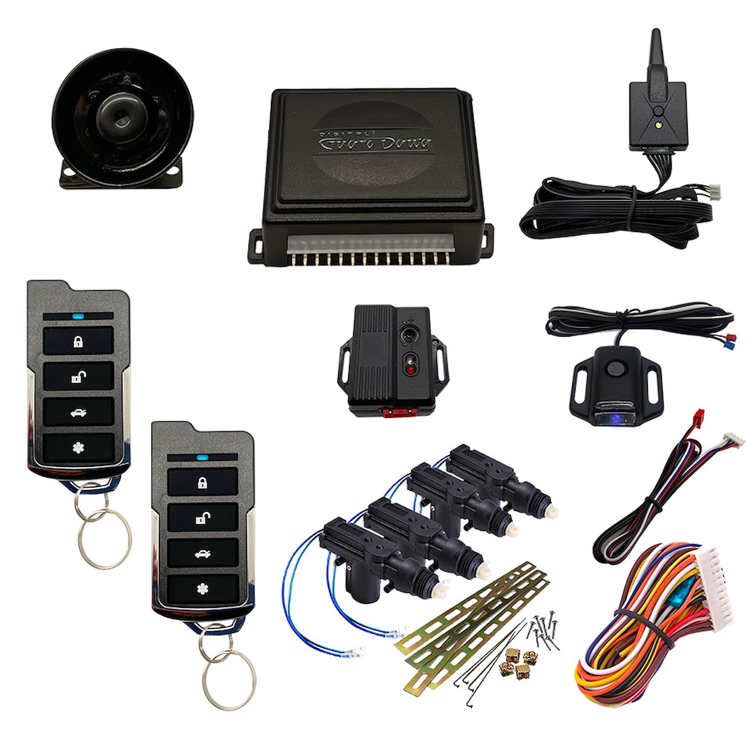 DGD-KY-ALM-1-4A Keyless Entry and Alarm System, 1-Way w/4-Door Actuator Kit